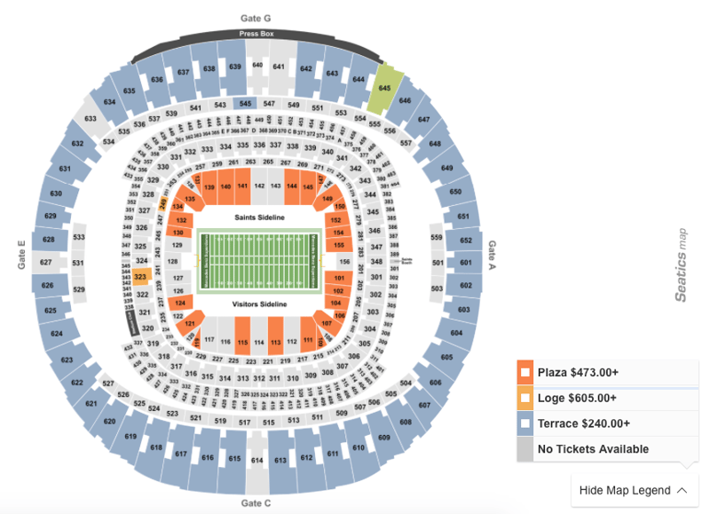 Saints Superdome Seating Chart With Rows And Seat Numbers